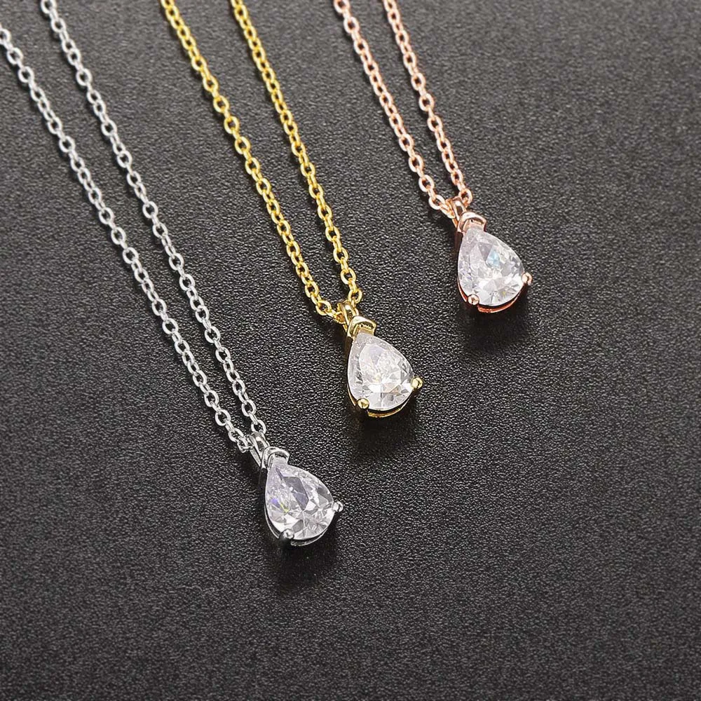 Waterdrop Pendant Necklace for Women Gold Color Crystal Choker Chain Korean Fashion Necklaces Accessories Jewelry Wholesale N511