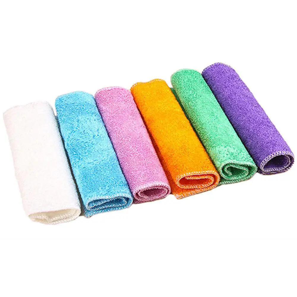 Dish Towel Dishcloth Bamboo Fiber Oil Washing Towels Anti-grease Anti-bacteria Super Absorbent Scouring Pad Kitchen Gadget