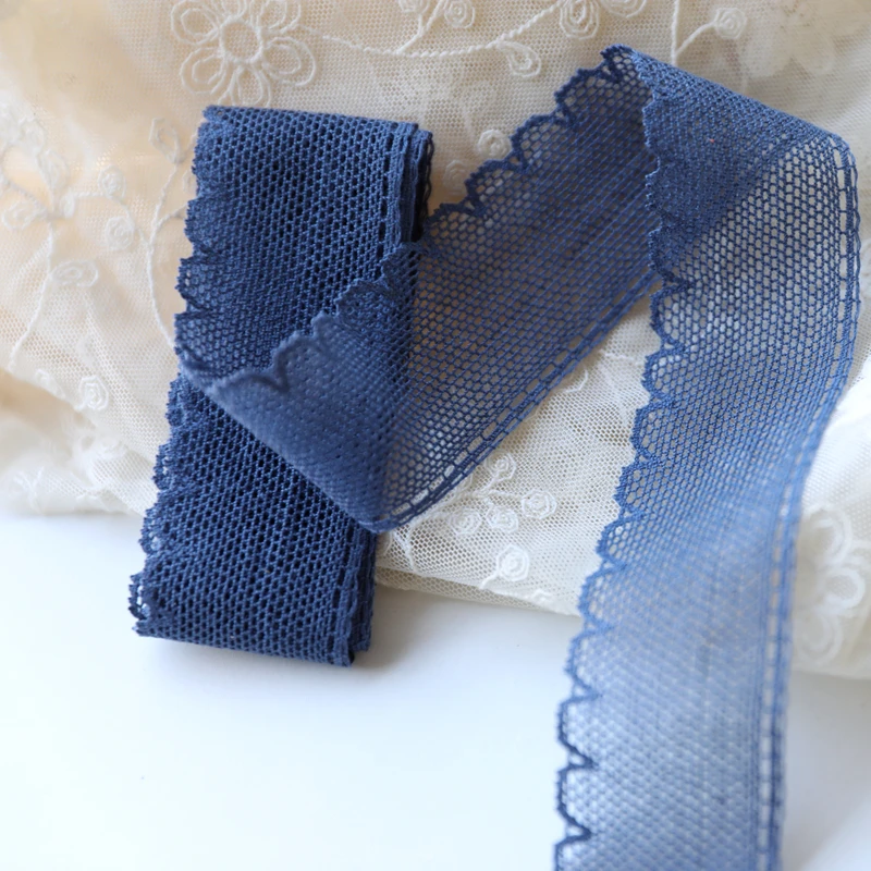 5meters/lot 38mm wide Denim blue cotton laciness cute blue clothing thin cotton lace trim accessories X173