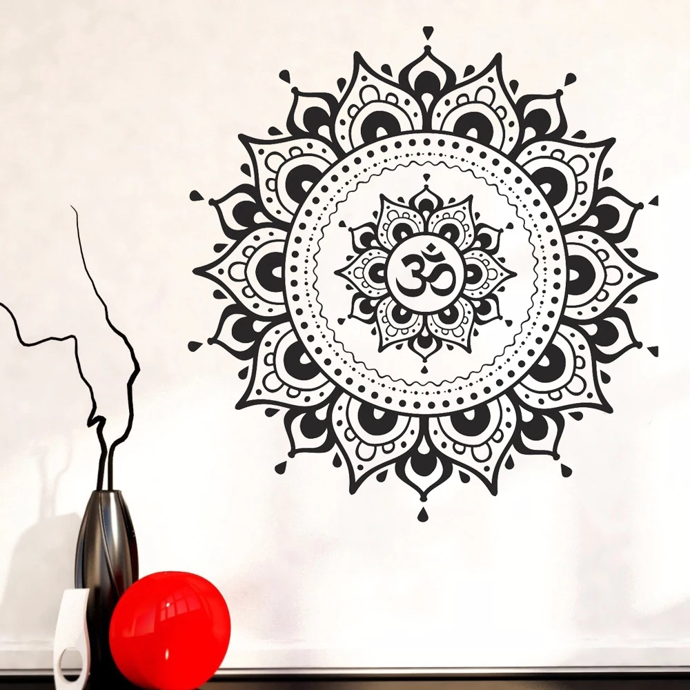 Large Mandala Wall Decal Eye Buddha Yoga Fatima Mandala Lotus Vinyl Wall Stickers Home Decoration Accessories Living Room Z597