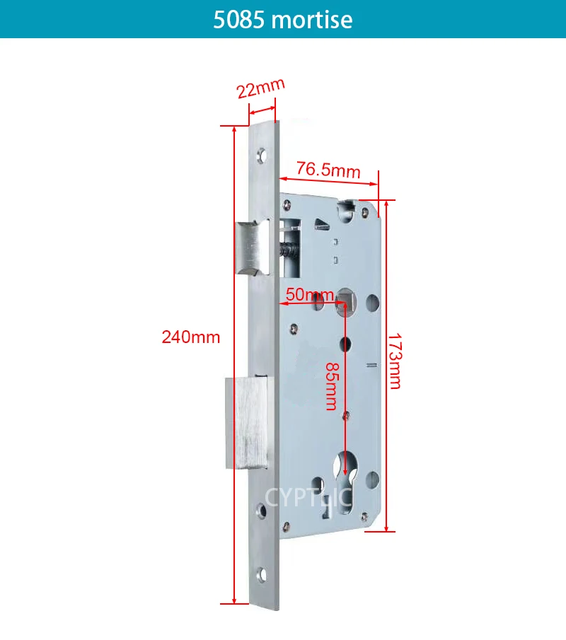 Cerradura de tamaño 2885, 3085, 3585, 4585, 5085, 5585, mortaja para puertas de aluminio inteligentes y delgadas