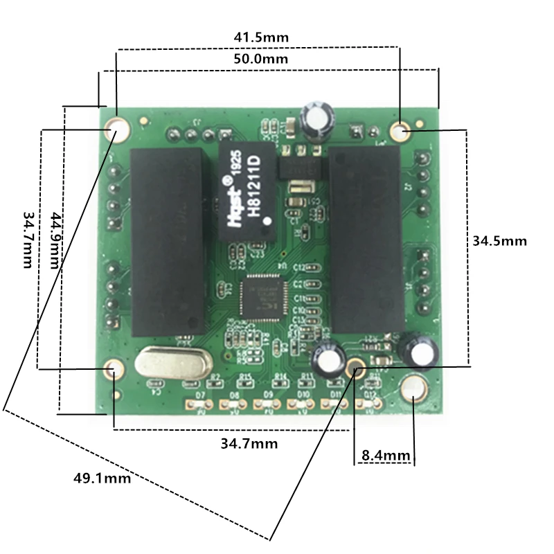 100Mbps Ethernet Switchแผงวงจรสำหรับโมดูล 10/100Mbps 5pinบอร์ดPCBAเมนบอร์ดOEM Ethernet Switch 5 พอร์ต 5V ~ 12V