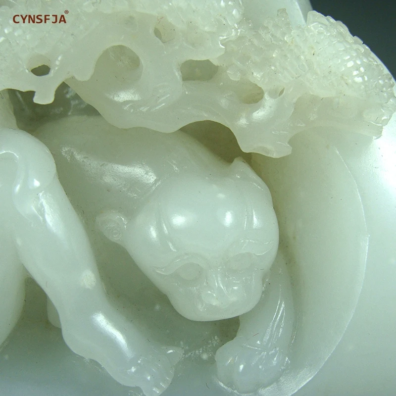 CYNSFJA Real Rare Certified Chinese Hetian White Jade Perfect World Decoration Jade Carving Master Artworks Good Collections