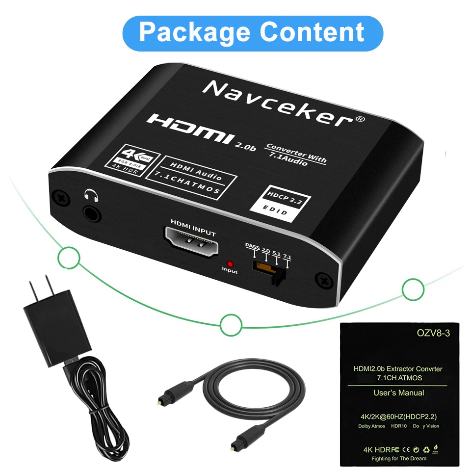 Năm 2020 Tốt Nhất Vòng Cung HDMI 2.0 Âm Thanh Máy Hút 4K 120Hz RGB8:8:8 HDR Bộ Chia HDMI Bộ Chuyển Đổi Âm Thanh Tivi 4K HDMI Sang Quang TOSLINK Quang SPDIF 7.1