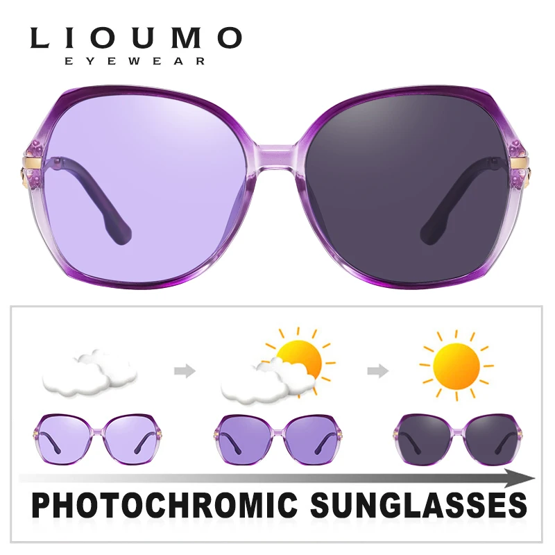 LIOUMO 2021 Fashion Sunglasses Women Polarized Photochromic Sun Glasses Luxury Ladies Goggle Chameleon UV400 lunette de soleil