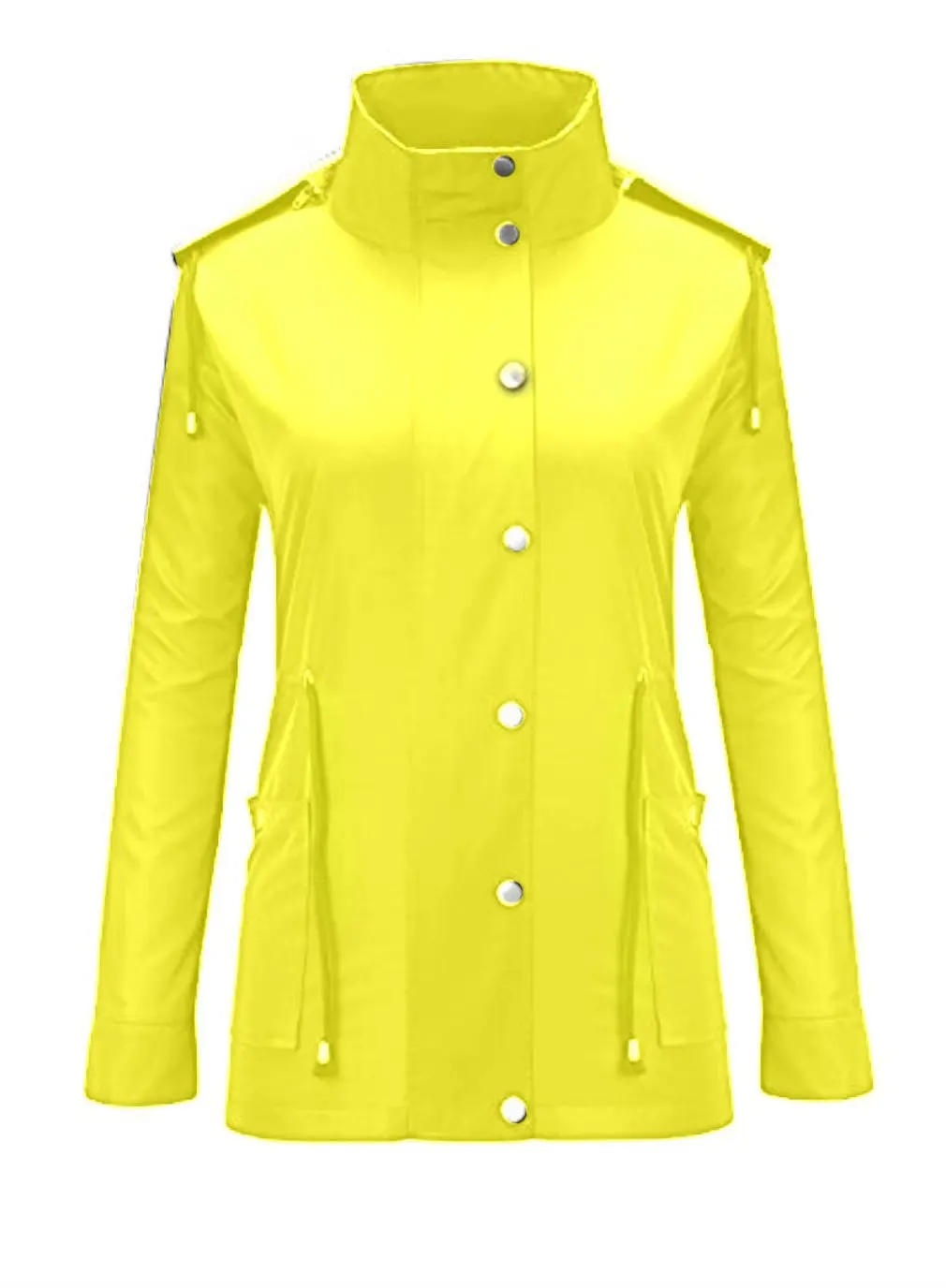 Women Waterproof Hoodies Quick-drying Long Sleeves Outdoor Raincoat Lightweight Button & Zipper Front Closure