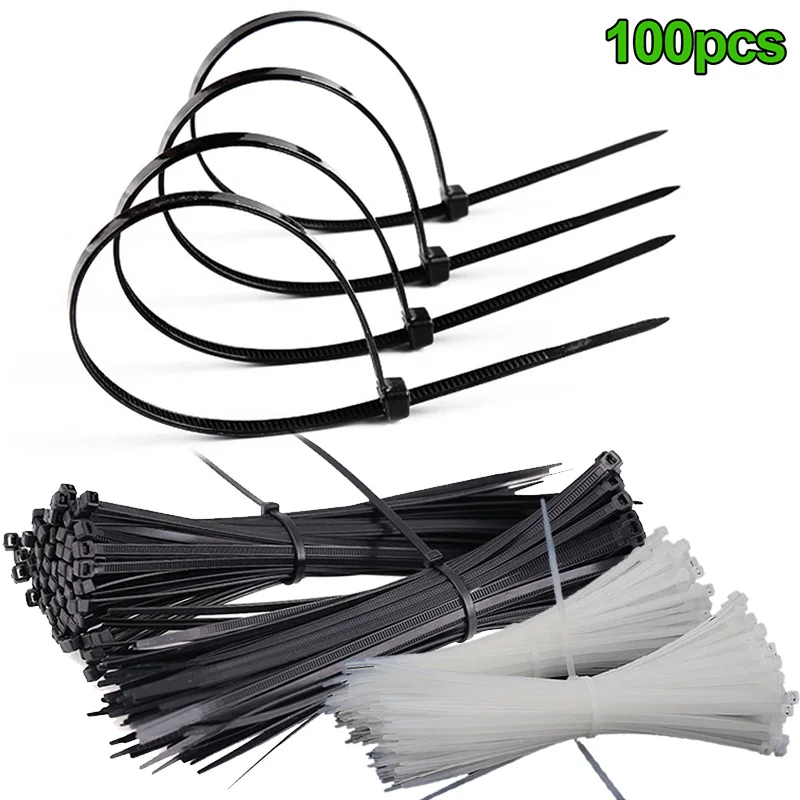 100 Pcs ABS Plastic Cable Ties Zip Fasten Wire Wrap Strap Fastening  nylon velcro plastic handcuffs velcro fastener locking