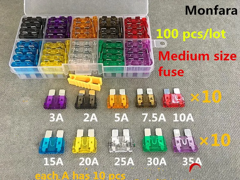 Free shipping!100Pcs/lot Auto Car Truck ATC Fuse different AMP Medium size fuse,high quality fuse