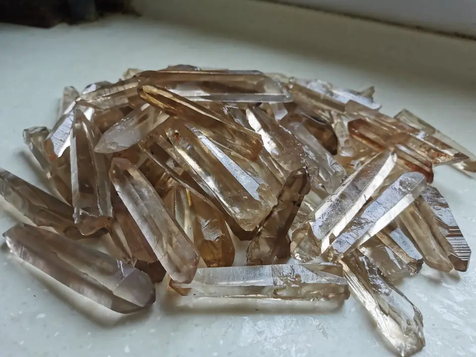 2.2lb  NATURAL Smoky Lemurian Seed Quartz Crystal Point + Terminated Wand Specimen