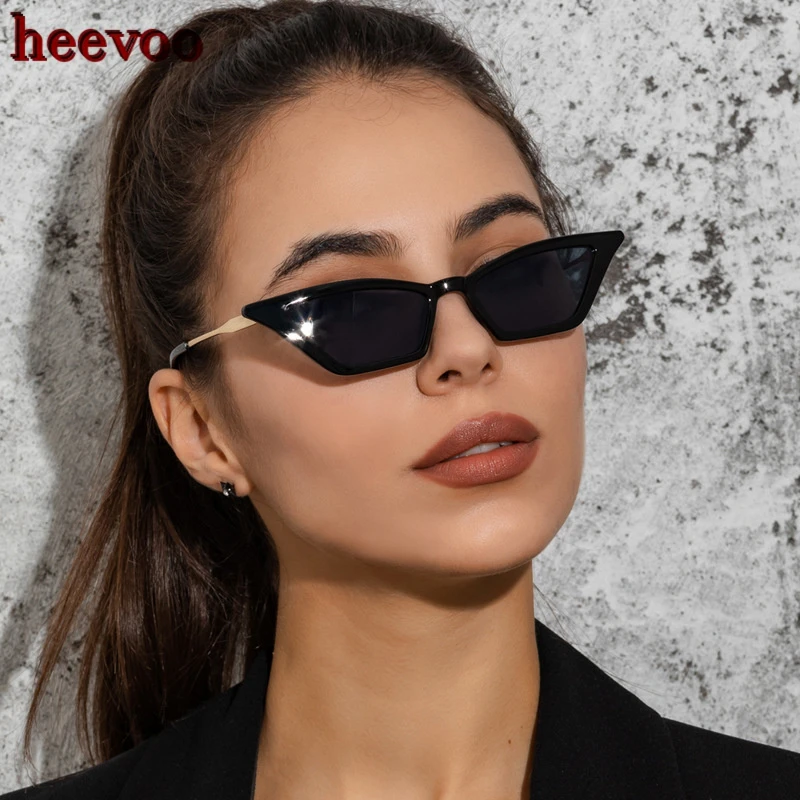 New Brand Triangle Cat Eye Sunglasses For Women Luxury Alloy Sun Glasses Female Unique Elegant Black Leopard Shades Eyeglasses