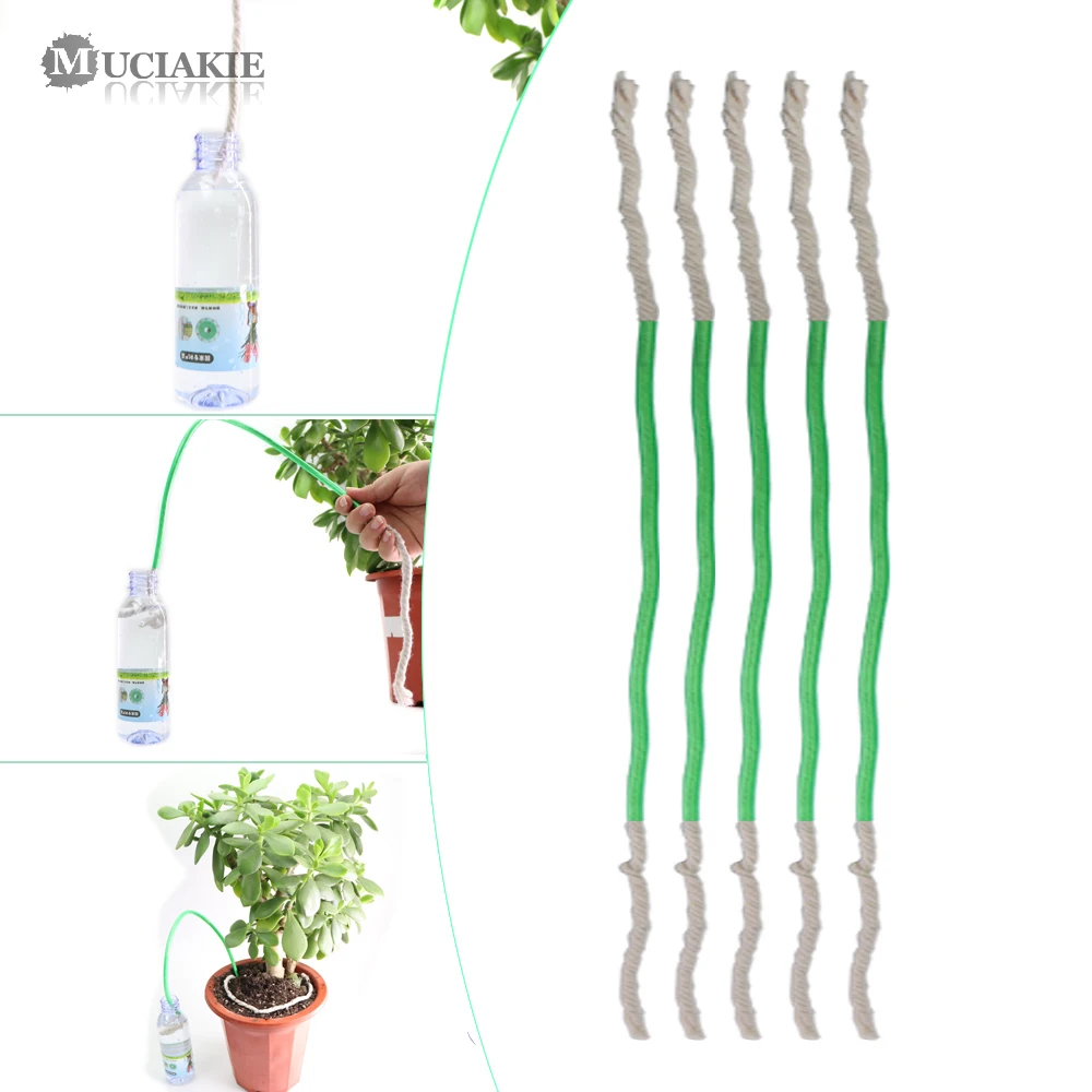 MUCIAKIE 5PCS 95CM Holiday Waterer Self Watering Wick Cord for Home Indoor Outdoor Plants Vacation Auto Drip Irrigation Waterer