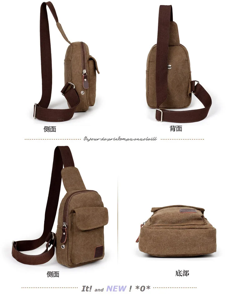 Unisex Canvas Waist Packs Men Travel Chest-Bag Casual Cross Body Bags Outdoor Canvas Satchel Shoulder Bag