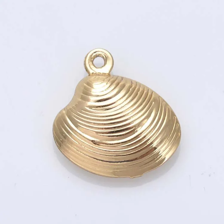 (1569)6PCS 18.5x19MM 24K Champagne placcato Color oro ottone Shell Charms pendenti accessori gioielli fai da te di alta qualità