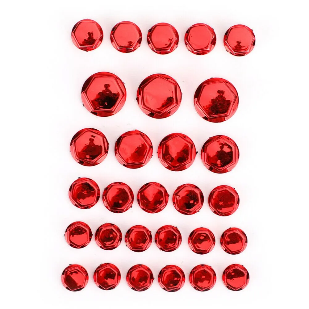 30pcs Motorcycle Red Plastic Hexagon Socket Screw Covers Bolt Nut Cap Cover Screw Covers Bolt Nut Cap Cover Accessories