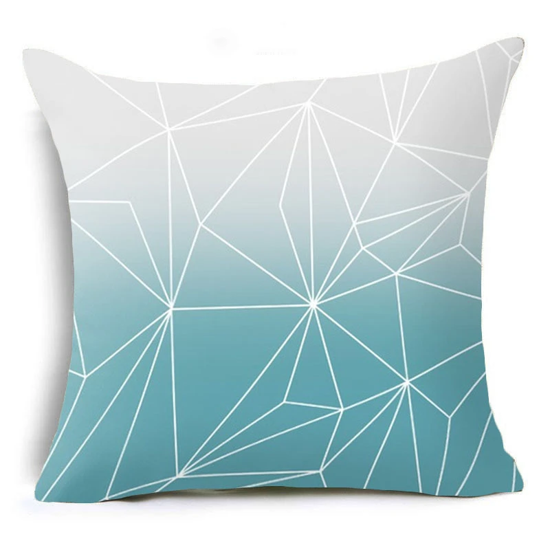 Blue Geometric Pillow Case 45*45CM Cushion Cover Polyester Cushions for Sofa/Car Throw Pillow Covers Home Decor Throw Pillows