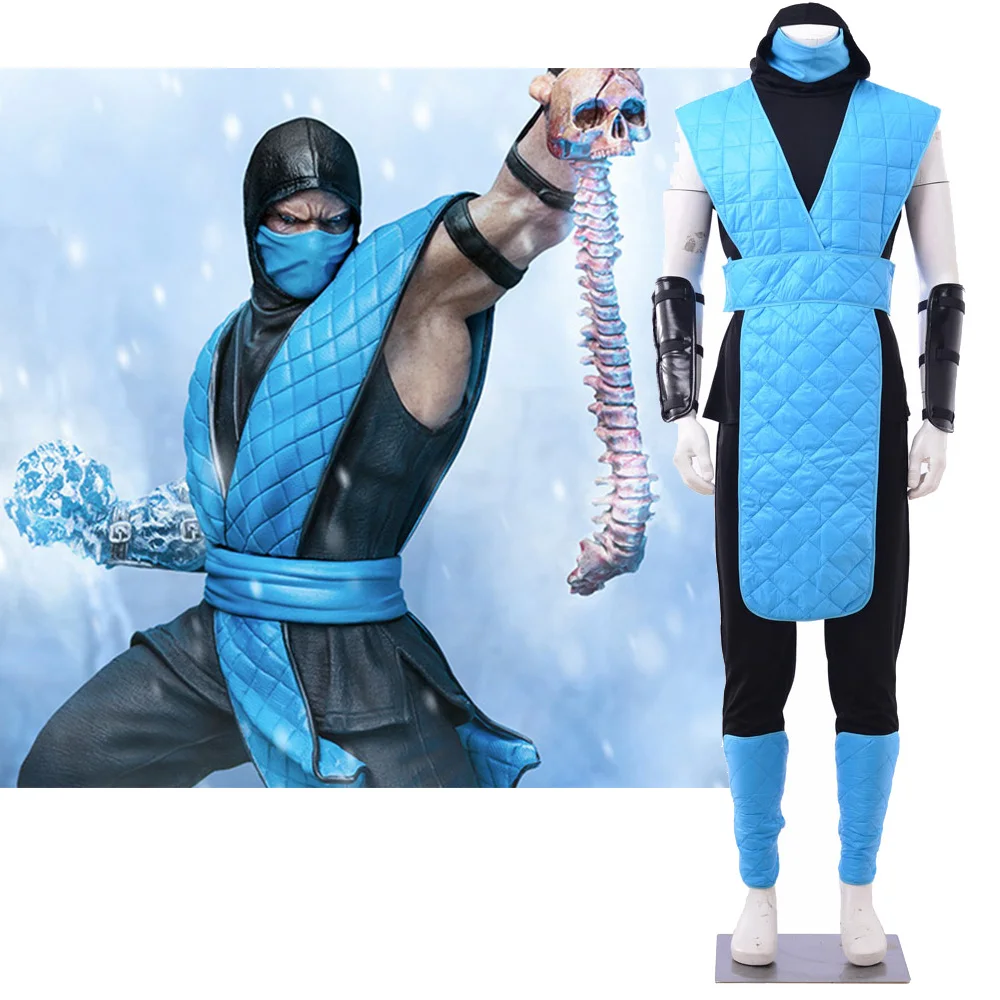 

Костюм для косплея Mortal Kombat Sub Zero, наряд для взрослых, костюм ниндзя с синей боевой маской