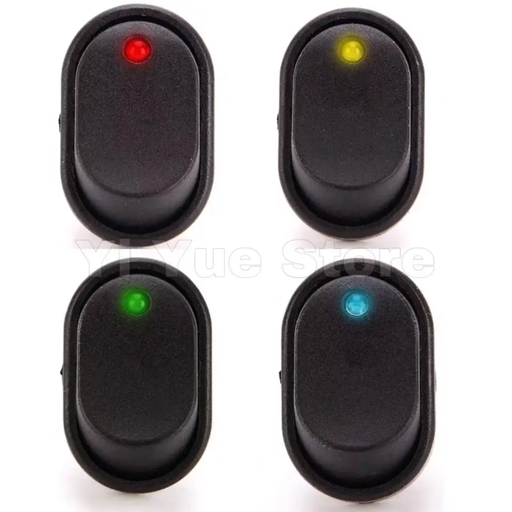 1pcs ASW-20D Rocker Switch ON-OFF 3Pins with Dot LED Light For Car Modification Truck Van Boat Push Button Switch