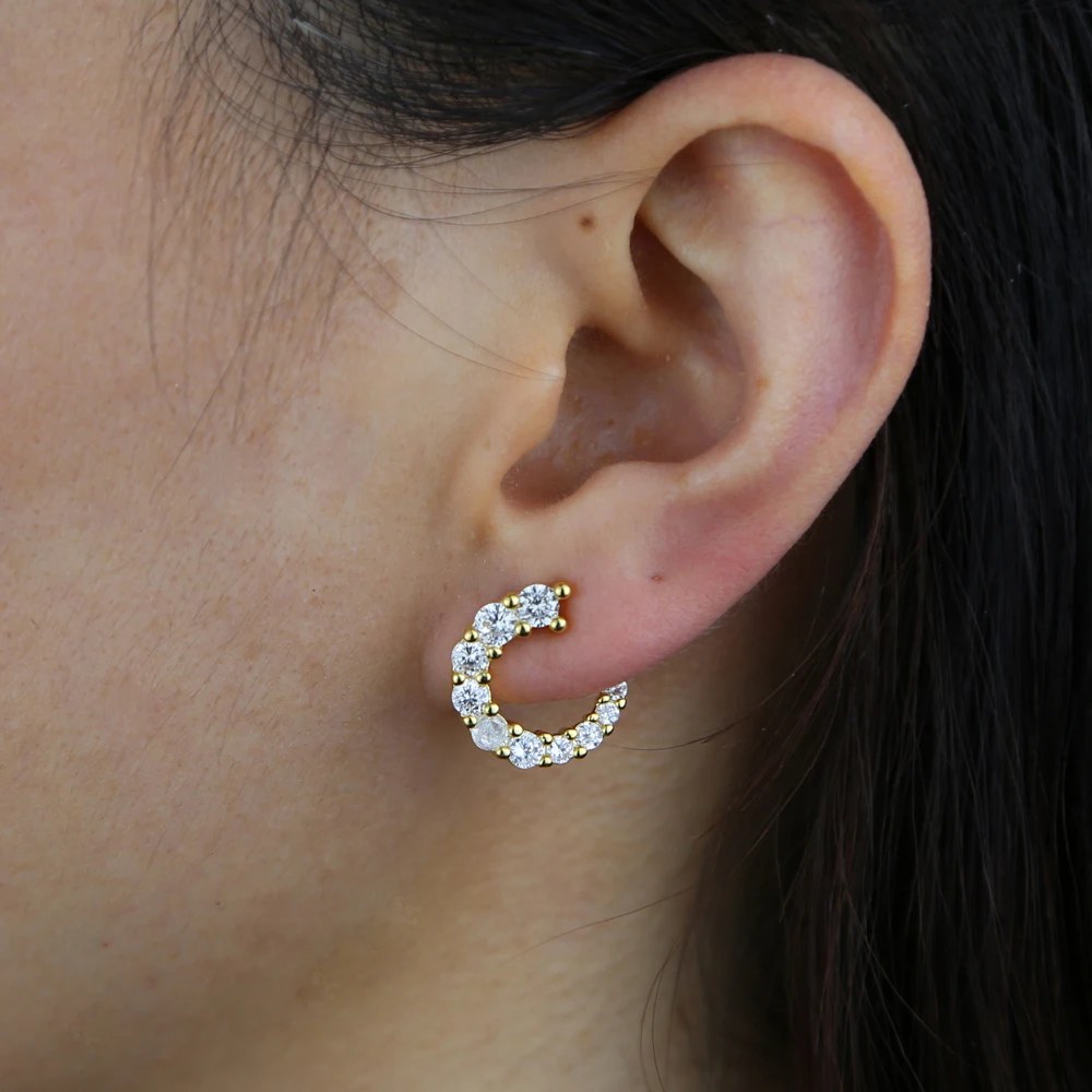 Prong Set Sparking Bling 5A Cubic Zirconia CZ 15MM 25MM Geometric Round Circle Hoop Earring