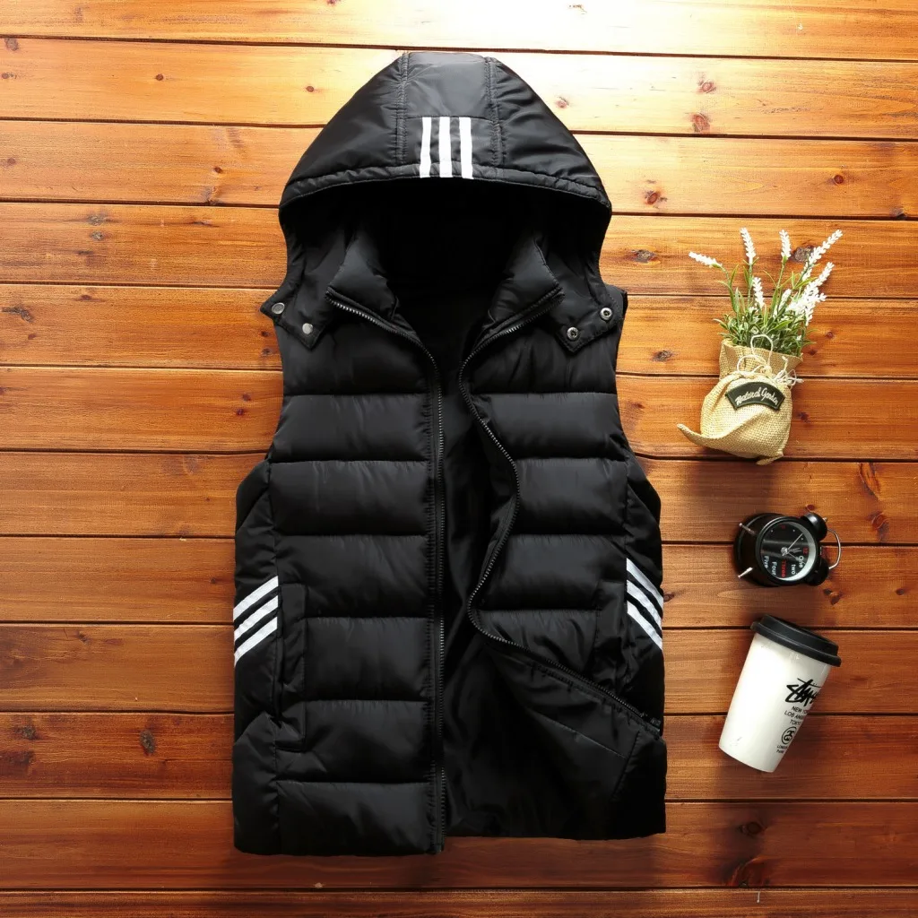 Winter Men Cotton Vest Teens Sleeveless Warm Jacket Male Slim Fit Thick Vest Outerwear