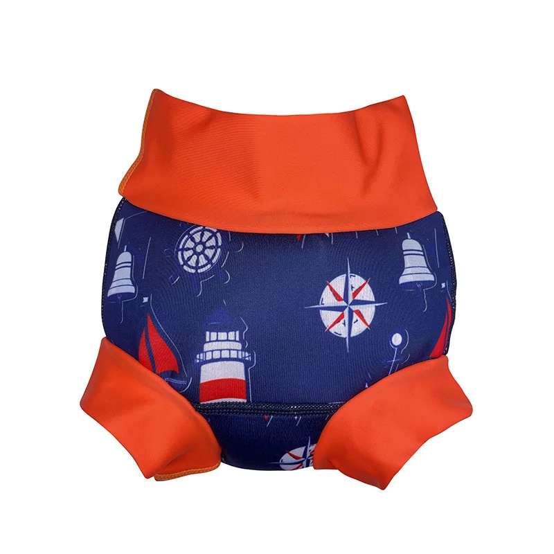 Happyflute New Swimming Trunks Swimming Pool Training High Waist Pants Cartoon Printed Baby Swimming Diapers Wholesale