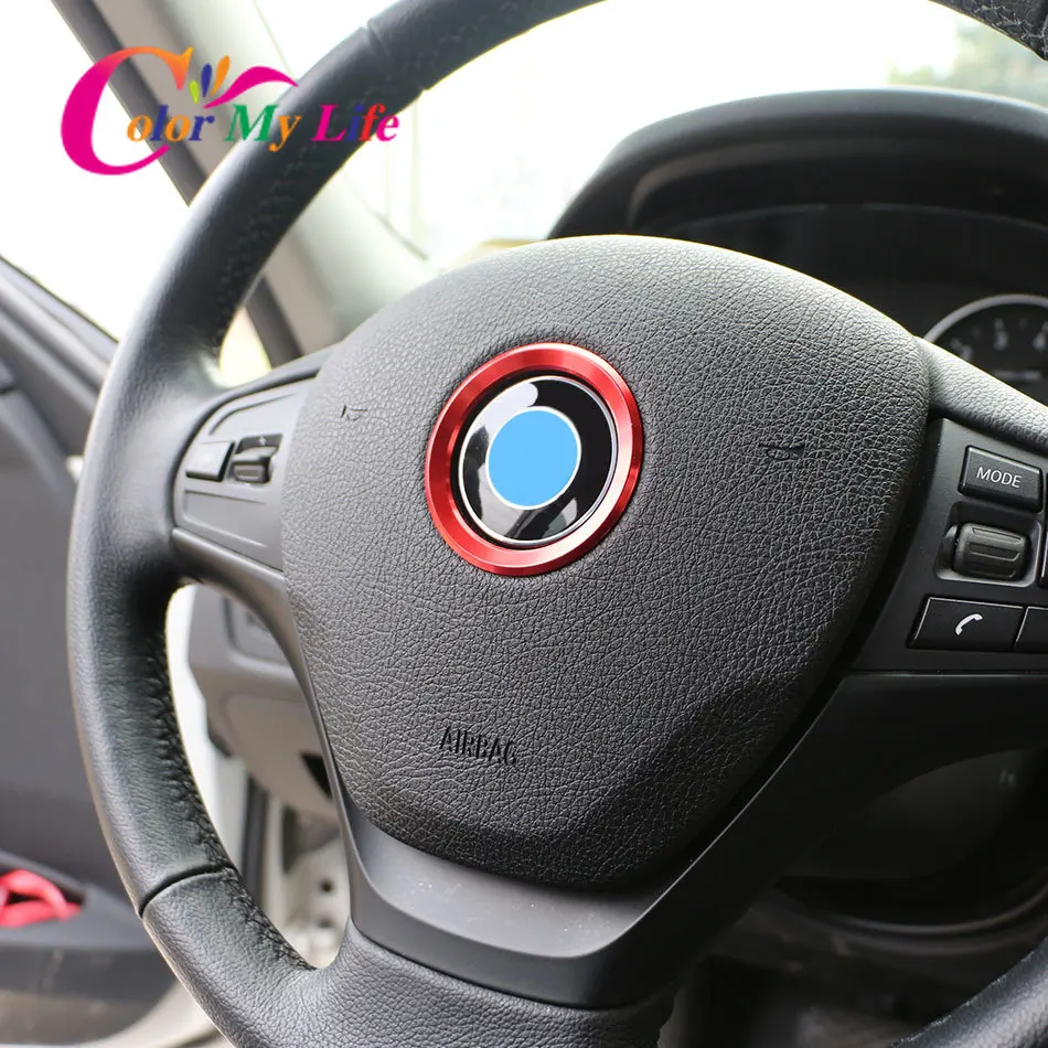 Pegatina embellecedora para volante de coche, cubierta circular con logotipo, Color My Life, para BMW X1, F48, F30, F31, F34, F35, F36, F25, F26,