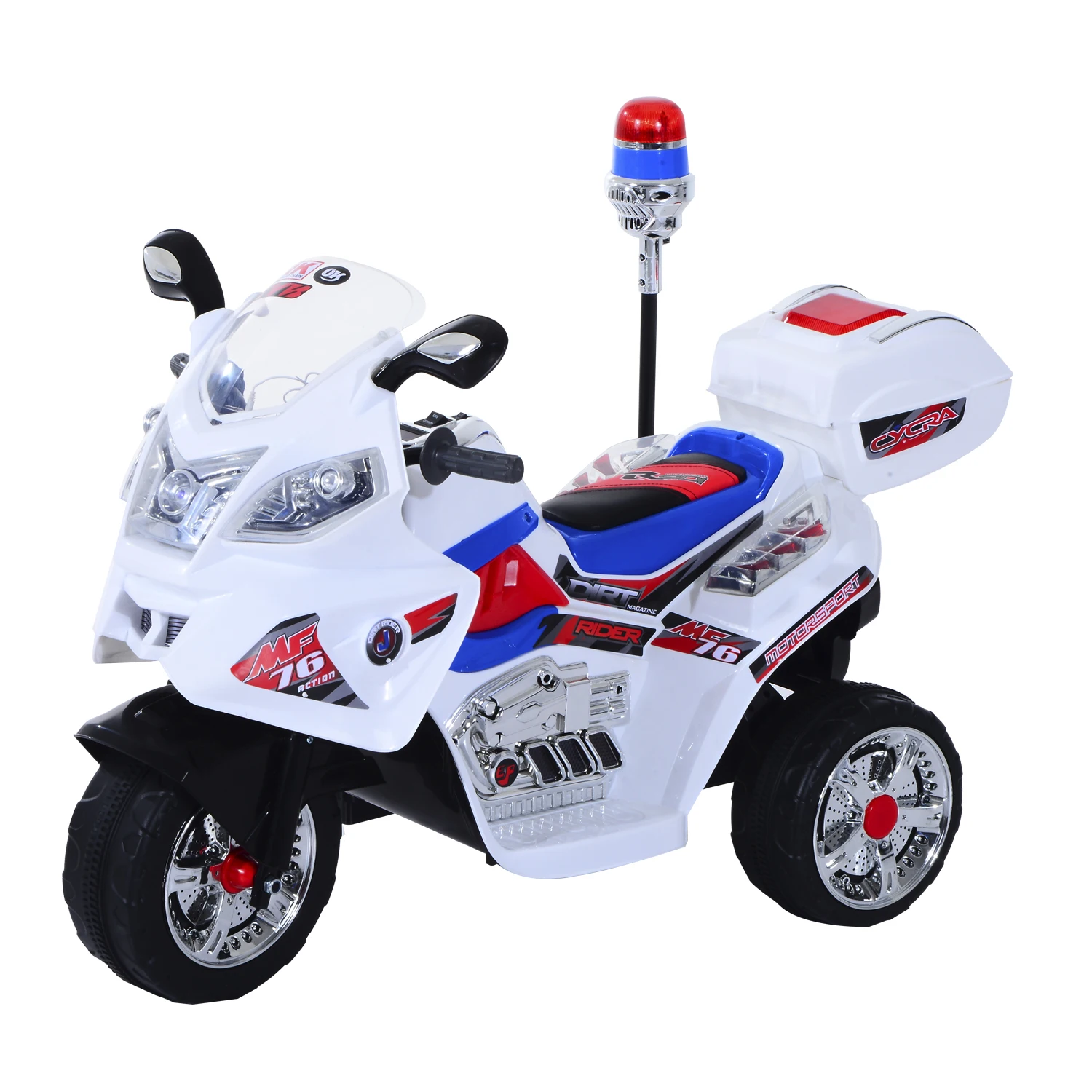 HOMCOM Children's Electric Motorcycle Tricycle Car for 3-8 Years Children with Storage Box Metal Ride Toy 112x51x73cm