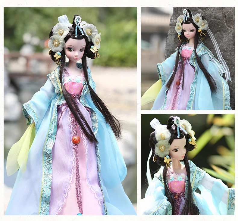 Chinese Princess Wencheng BJD Doll Toys For Girls Vinyl Design Handmade Makeup Movable Joints Dolls With Clothes Headwear ZH167