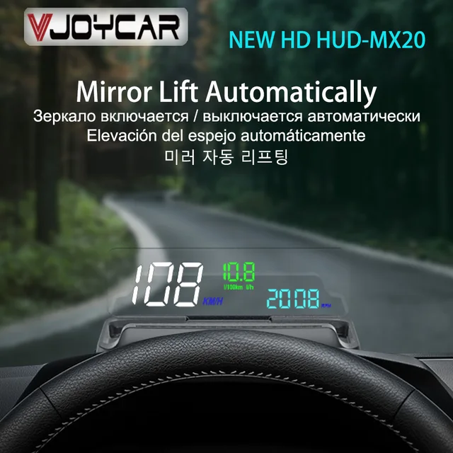 Mirror HUD MX20 Head Up Display OBD2 Winshield Speedometer RPM Speed Projector Oil Consumption Car Accessories Security Alarm