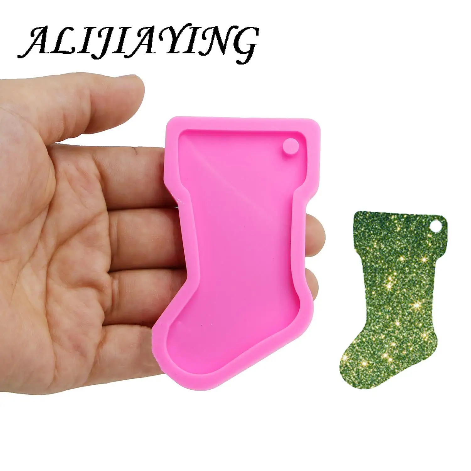 DY0108 Shiny Christmas Decoration House/Tree/Socks/Lights/Circle silicone Mold, Round Resin Epoxy Craft DIY Mould 3