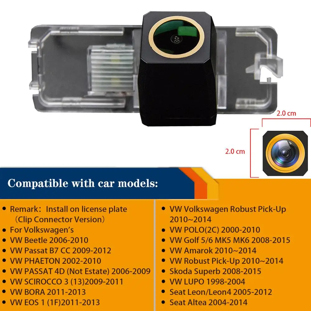 HD 1280x720P Golden Reverse Rear View Camera for VW Beetle Passat B7 CC PHAETON SCIROCCO BORA  EOS Polp Golf 5/6 Skoda Superb