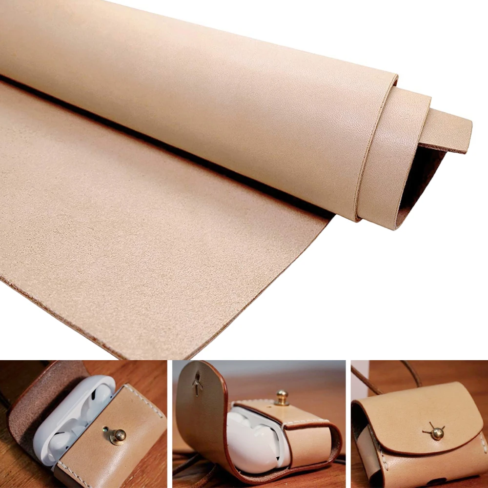 Vegetable Tanned Leather 2mm Thick Cowhide Skin Genuine Leather Square Full Grain Tooling Leather for Belt Wallet Leather Craft