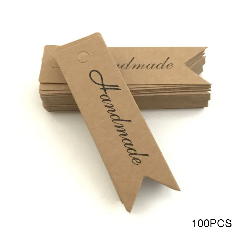 100 Stück Dankeschön-Geschenkanhänger, handgefertigte Kraftpapier-Tags, Etiketten, leeres Etikett, DIY Süßigkeiten, Kekse, Kleidungsstück, Hochzeit, Party, Geschenkverpackungsetikett – Detail 8