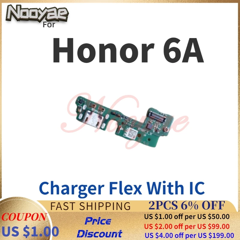 Novaphopat For Huawei honor 6A Micro USB Charger Charging Port Connector Flex Cable Mic Microphone Tracking