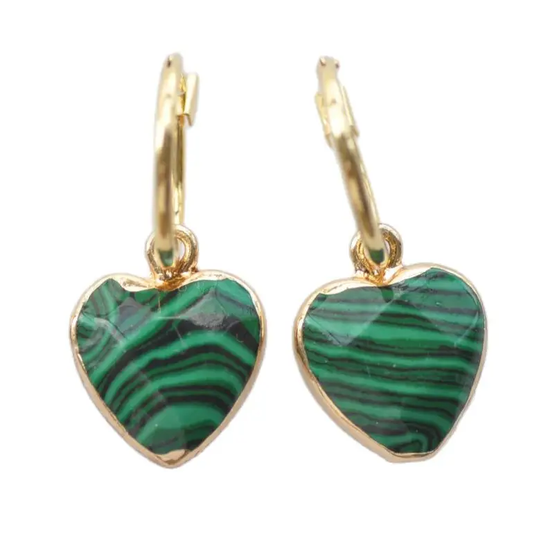 

MTC·STAR Z10952 16mm Green Faceted Heart Malachite Dangle Earring