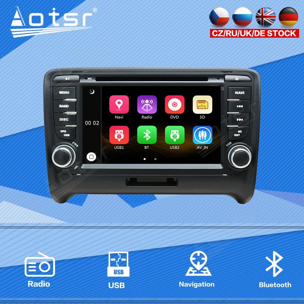 For Audi TT 2 8J 2006 - 2014 Car Radio Multimedia Player Stereo Audio Navi GPS 2 din Head Unit Vertical Touch Screen Windows Ce