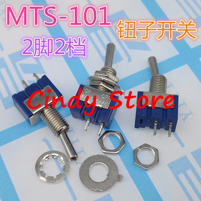 100pcs MTS-101 2 Pin SPST Switch ON-OFF 2 Position AC125V/6A 250V/3A 6mm Blue Mini Toggle Switches