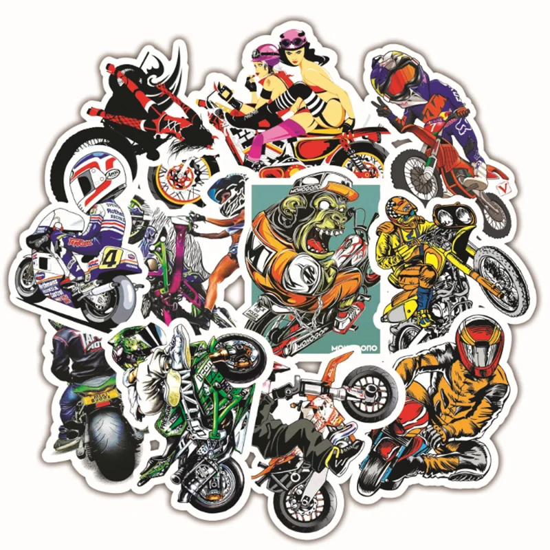 10/30/50 Pcs Creative Cartoon Punk Motorfiets Stickers Bagage Trolley Gitaar Notebook Decoratieve Speelgoed Groothandel