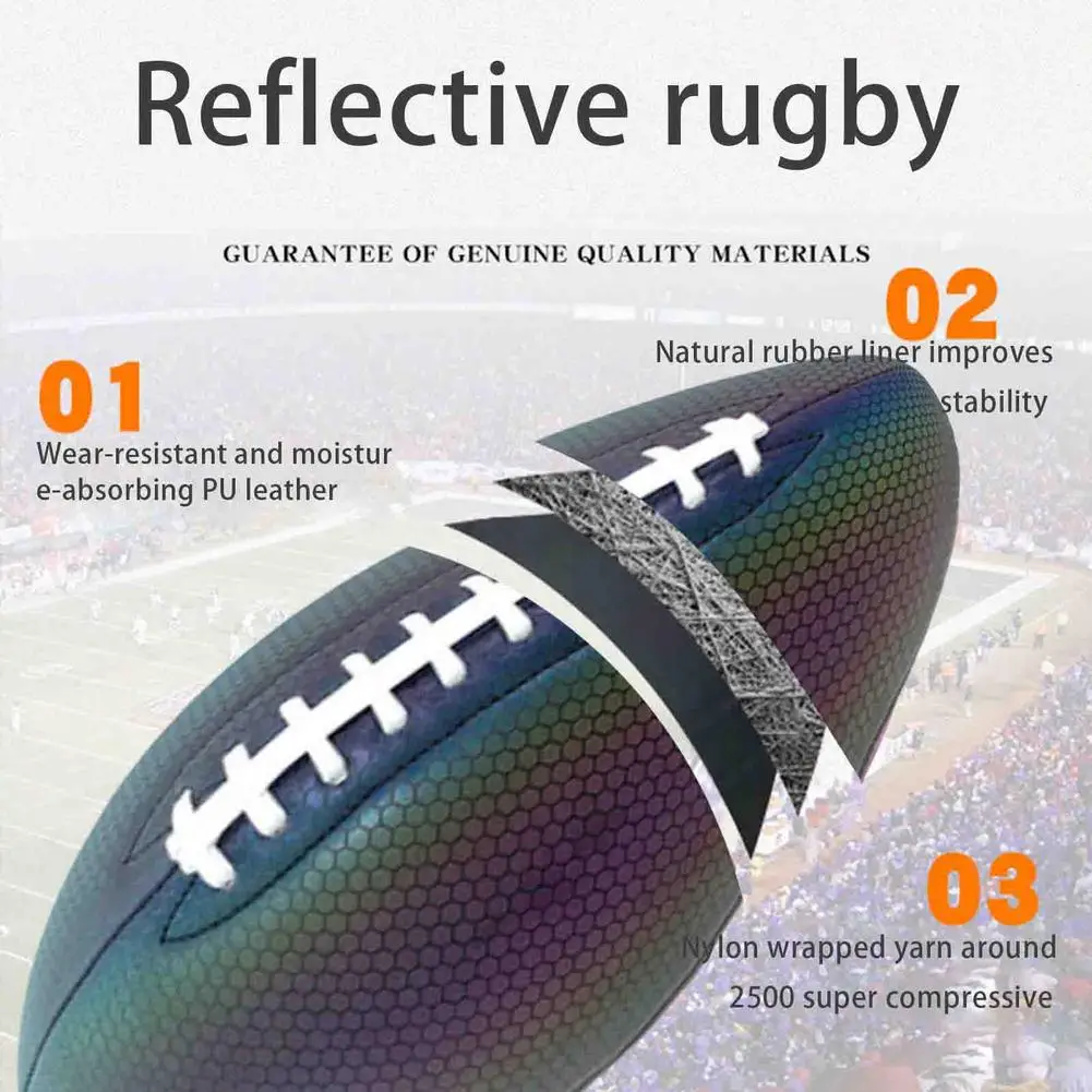 Rugby Reflective Football Leather Football Camera Flash Light Up Soccer For Night Training Glow In The Dark