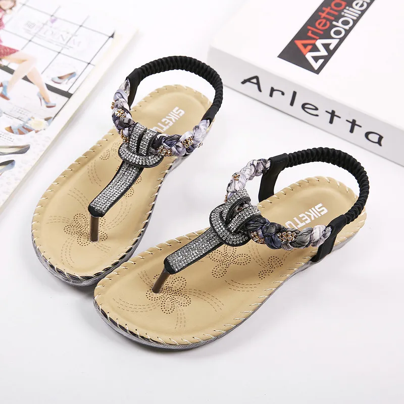 Women Summer Sandals T-strap Flip Flops Thong Sandals Designer Elastic Band Ladies Gladiator Sandal Shoes Zapatos Mujer