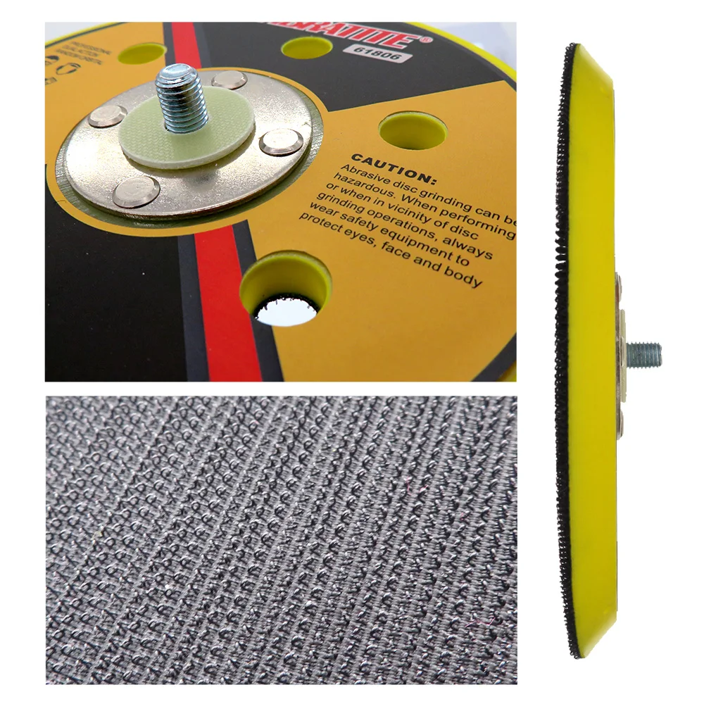 Almohadilla de lijado de respaldo de 6 pulgadas y 6 agujeros, almohadilla de respaldo de disco de lijado, herramientas abrasivas de gancho y bucle de rosca de 5/16 "-24 accesorios para amoladora