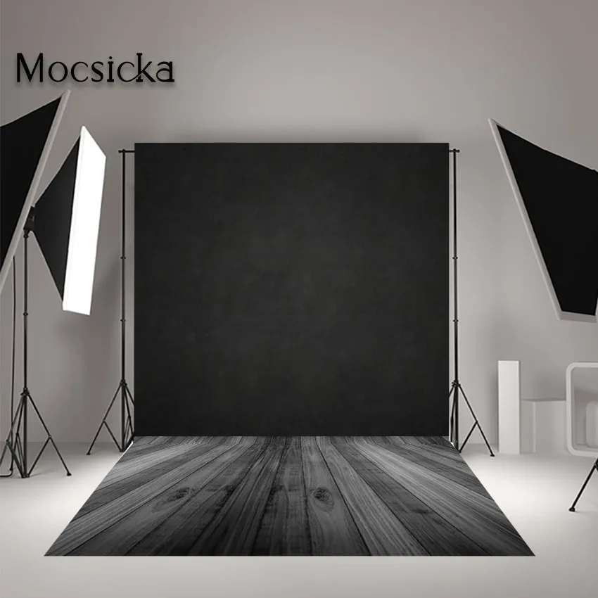 Mocsicka Dark Gray Abstract Wall Wooden floor Portrait Photography Backdrop for Photo Studio Photoshoot Background