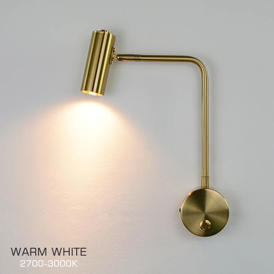 LED Wall Lights With Switch 7W Modern Minimalist Indoor Wall Lamps Aisle Beside Room Lighting Adjustable Angle Golden Art Sconce