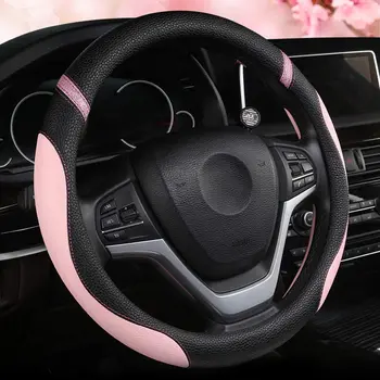 Universal leather steering wheel cover for women girls men fashion cute steering wheel cover for car 15 inch