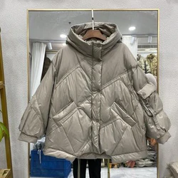 Luxury Brand Oblique Zipper White Duck Down Coat 2021 Winter Fashion Sleeve Zipper Hooded Down Coat Feather Puffer Coat