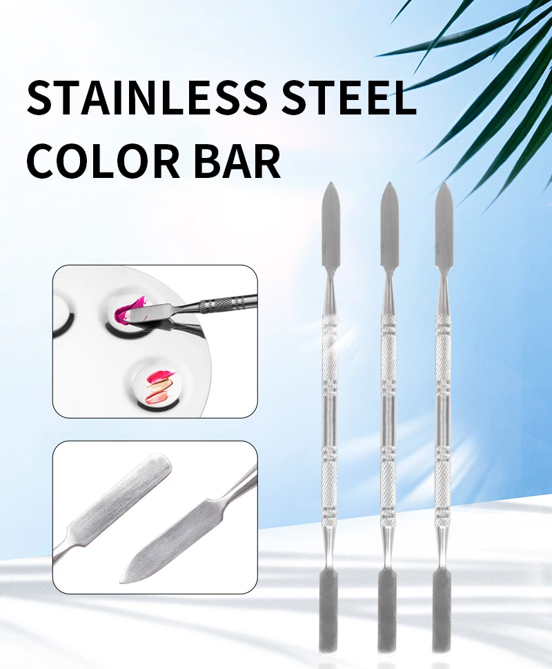 NEUER Stil Edelstahl-Nagelhautschieber, Nagelkunst-Rührspatel, Polierpulver-Mischspatel, Farbtonstäbe, Maniküre-Entferner, Make-up-Werkzeuge – Detail 1