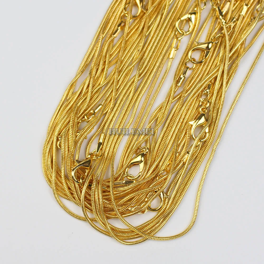 10pcs/lot 1.2mm Gold Color Snake Chain Necklaces for Women 16