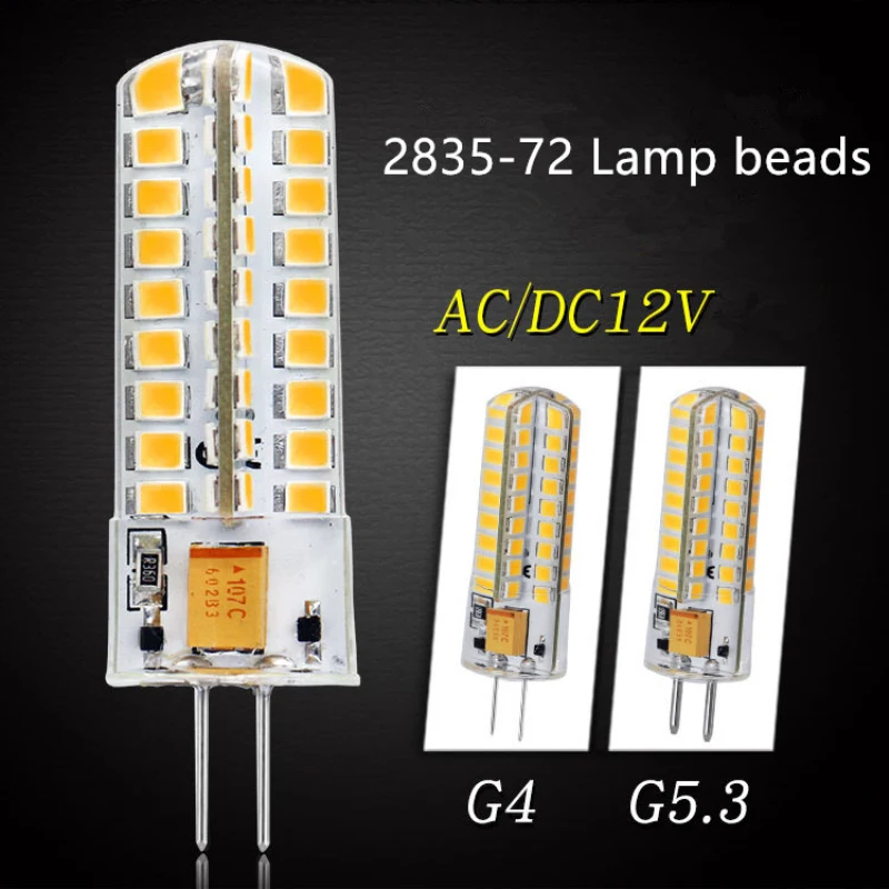 LED G4 LED G5.3 AC12V DC12V AC/DC12V 2835 72SMD crystal Light chandelier Spotlight bulb 4w 6000K 3000K Silica gel Corn light