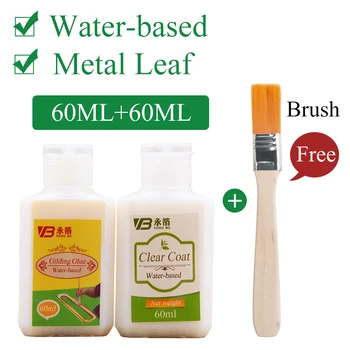 60 ml Vergoldung Kleber Klar Mantel Lack Handwerk Folie Wasser-Blatt Gold Für Diy Papier Vergolden Kunst Hause dekoration Pinsel Werkzeuge