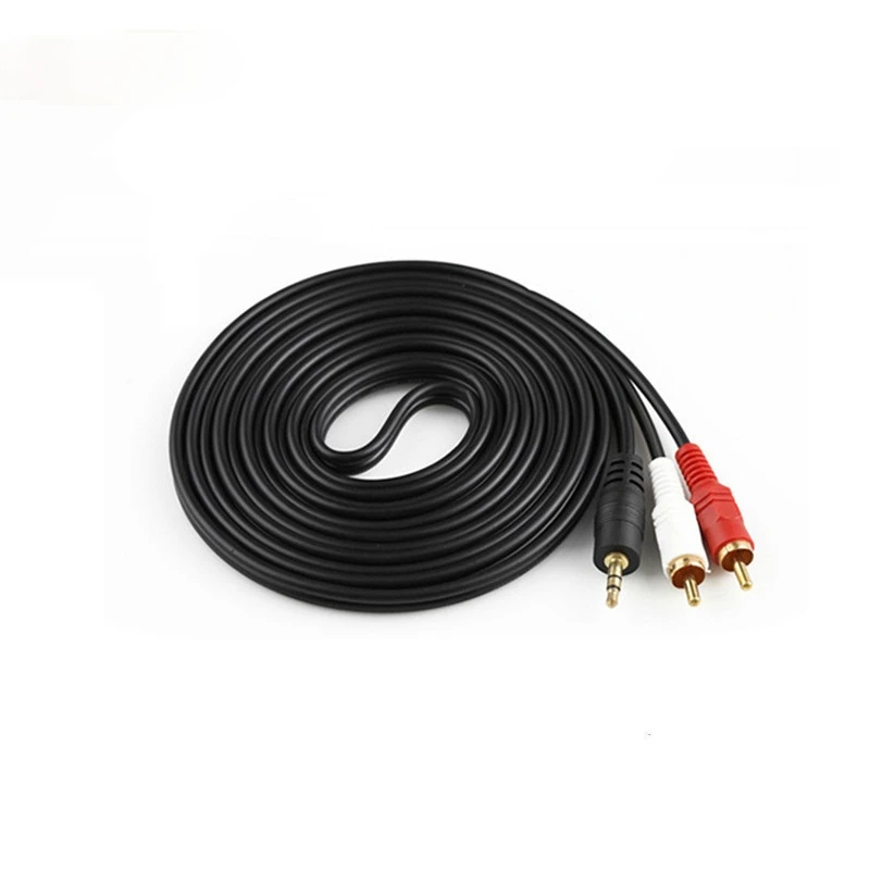 3.5mm Jack Male To AV 2 RCA Male Stereo Music Audio Cable Cord 2RCA Audio AUX Cables Wholesale for Speaker 1.5m