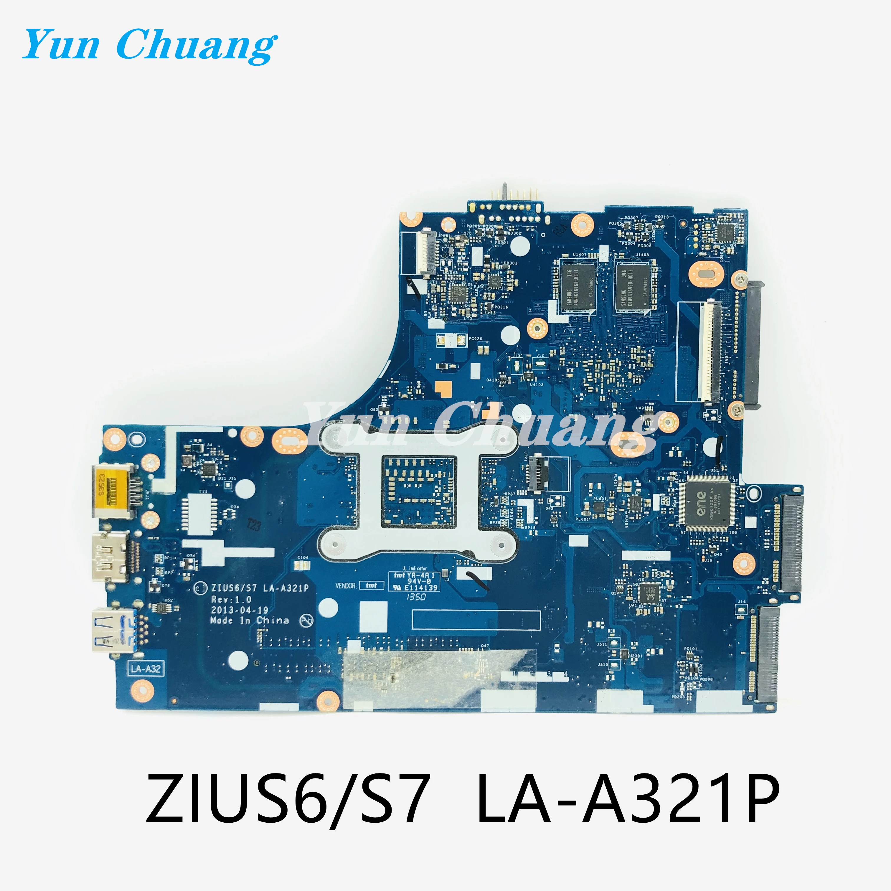 ZIUS6/S7 LA-A321P, placa base para portátil Lenovo Ideapad S410 S40-70, con núcleo i3 i5 i7 CPU AMD 2GB-GPU DDR3L